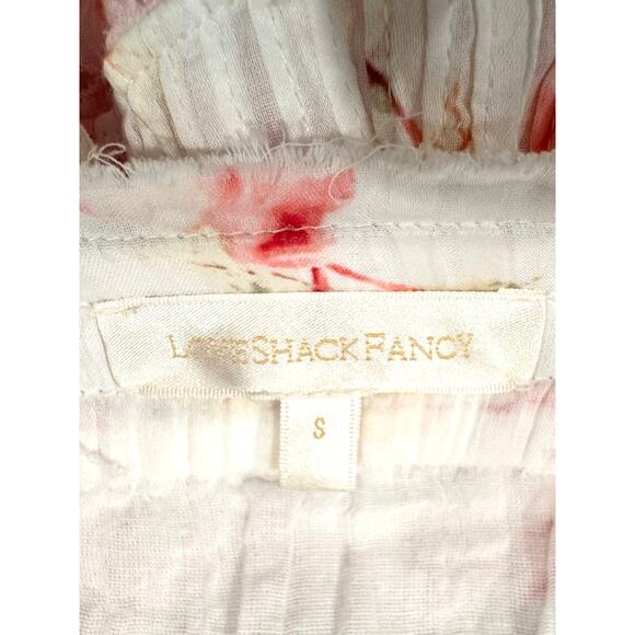 LoveShackFancy Tanisha Pink Lace Eyelet Mini Tiered Ruffle Floral Skirt S ($275) - Picture 3 of 7